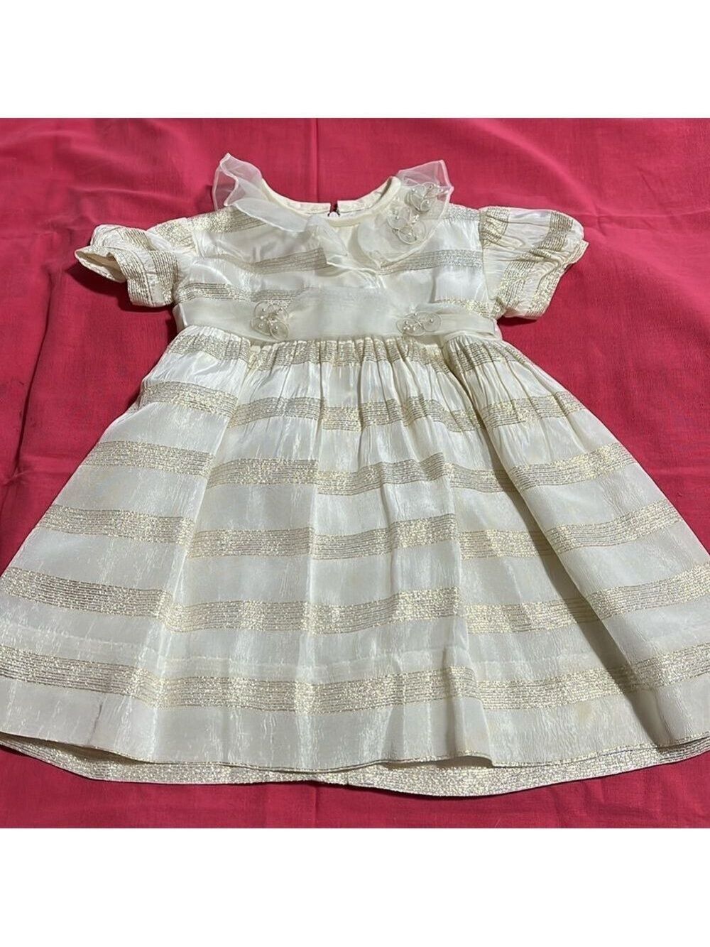 SYLVIA WHYTE for Neiman-Marcus 2T special occasion dress. Ivory, gold and silver - Picture 1 of 10